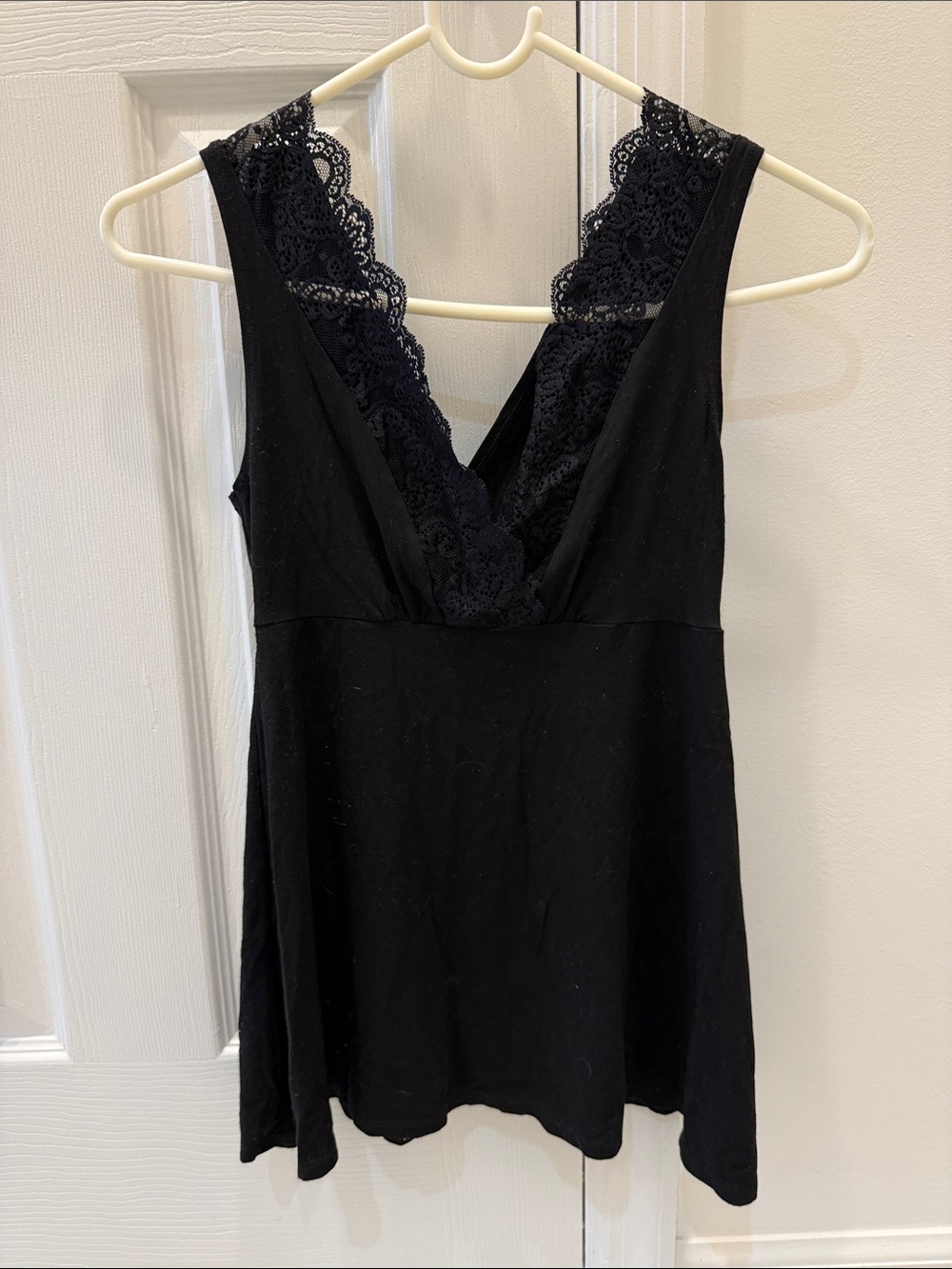 Only Hearts Black Lace-Trim V-Neck Top. Size small